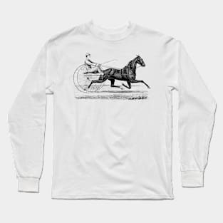 Harness Racing Horse Black and White Illustration Long Sleeve T-Shirt